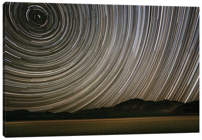 Long Exposure Star Trails Over Racetrack Playa, Death Valley National Park, Inyo County, California, USA Canvas Art Print