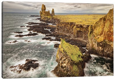 Iceland, Snaefellsnes Peninsula, Londrangar Cliffs Canvas Art Print - Iceland Art