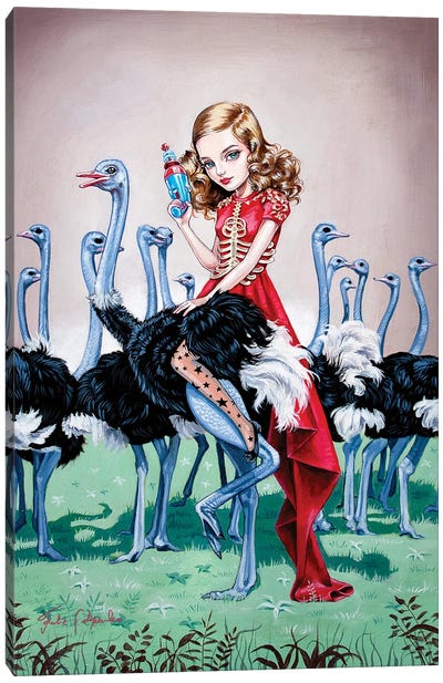 Follow Me Canvas Art Print - Ostrich Art