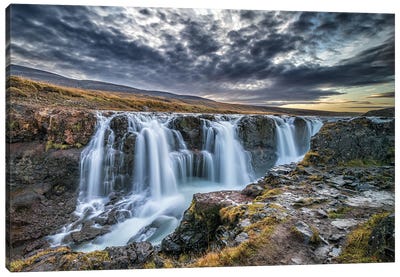 Unknown Falls In Iceland Canvas Art Print - Iceland Art