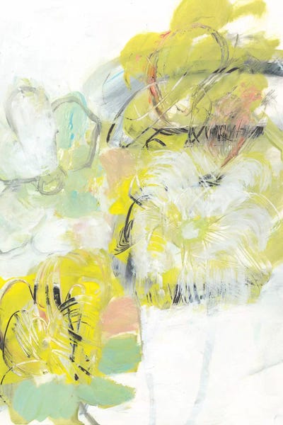 Jodi Fuchs: Yellow Floral Abstract I by Jodi Fuchs