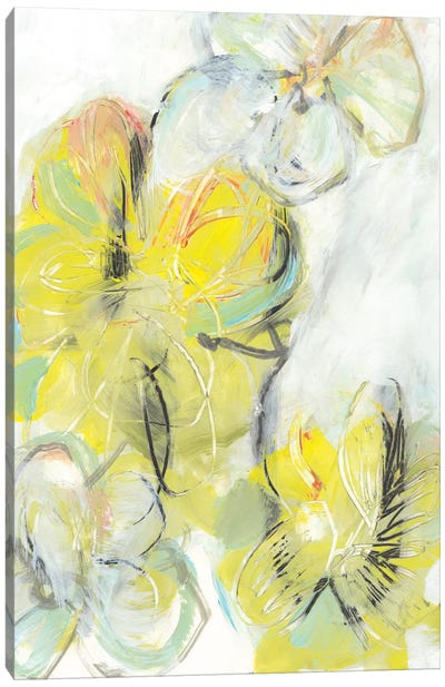 Yellow Floral Abstract II Canvas Art Print - Gray & Yellow Art