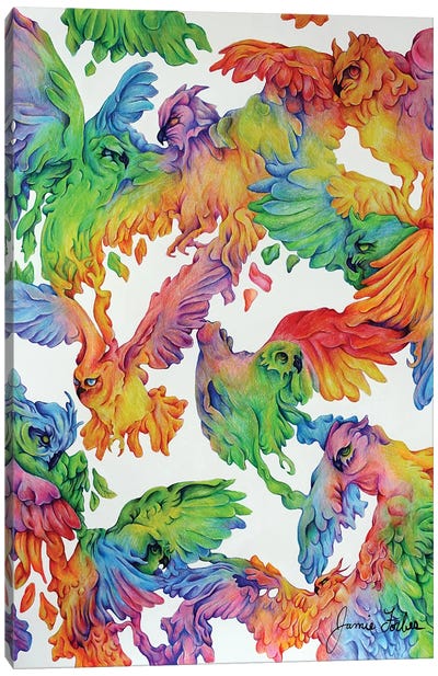 Owl Parade Canvas Art Print - Jamie Forbes