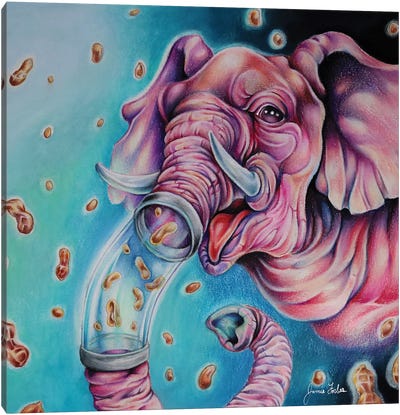Pink Elephant Canvas Art Print - Psychedelic Animals