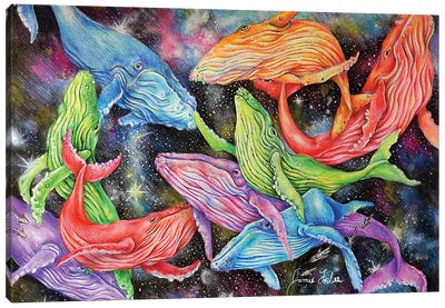 Space Whale Canvas Art Print - Psychedelic Animals