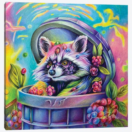 Trash Panda Canvas Print #JFX20} by Jamie Forbes Canvas Artwork