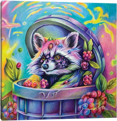 Trash Panda Canvas Art Print - Raccoon Art