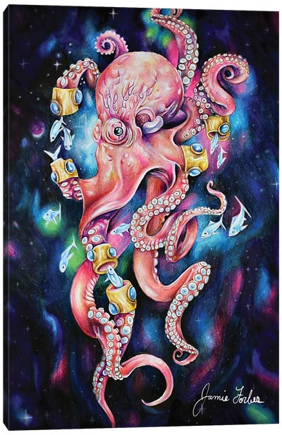 Deep Dive Canvas Art Print - Octopus Art