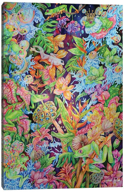 Cosmic Frogs Canvas Art Print - Psychedelic Animals