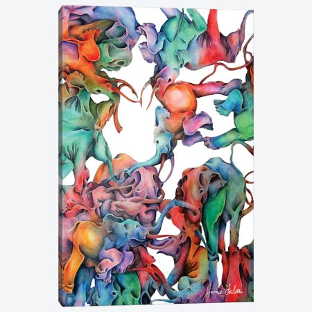 The Elephant Parade Canvas Print #JFX7} by Jamie Forbes Art Print