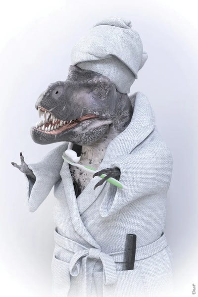 Prehistoric Animals: Tyrannosaurus In Tub by Jauffrey Philippe