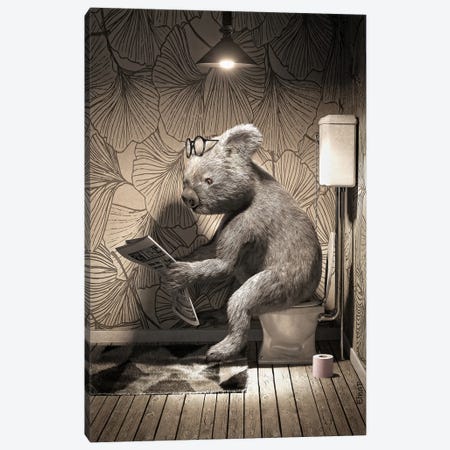 Koala On The Toilet Canvas Print #JFY101} by Jauffrey Philippe Canvas Print