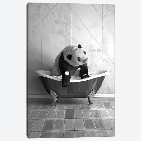 Panda On The Toilet Canvas Print #JFY102} by Jauffrey Philippe Canvas Art Print