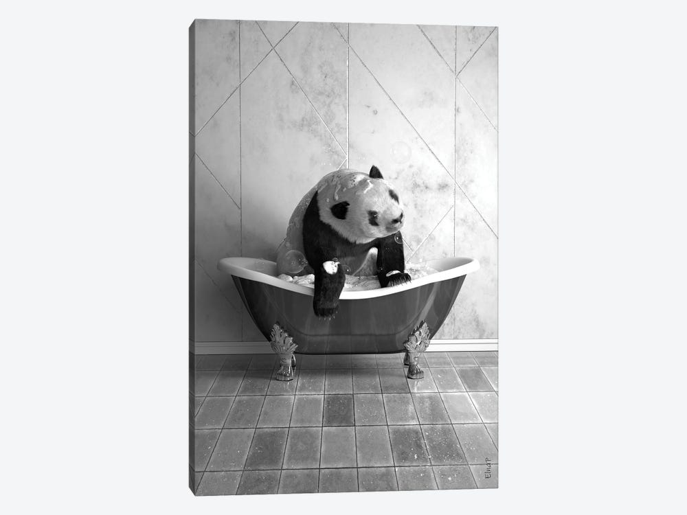 Panda On The Toilet by Jauffrey Philippe 1-piece Canvas Art