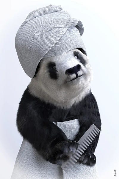 Pandas: Panda In Bathtub, Animals In Bathrobe by Jauffrey Philippe