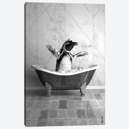 Penguin In Tub Canvas Print #JFY104} by Jauffrey Philippe Canvas Art
