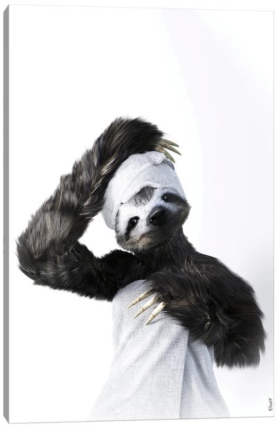 Sloth In Tub Canvas Art Print - Sloth Art