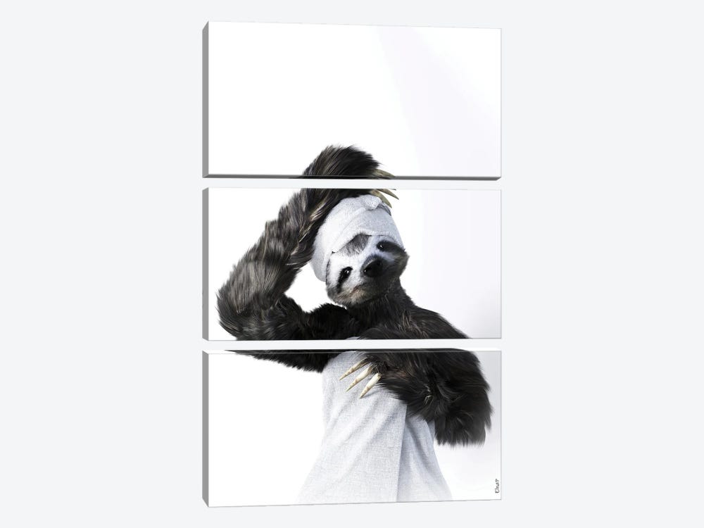 Sloth In Tub by Jauffrey Philippe 3-piece Art Print