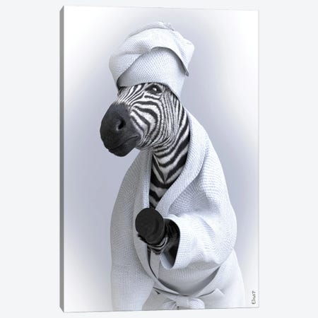 Zebra In Tub Canvas Print #JFY106} by Jauffrey Philippe Canvas Art