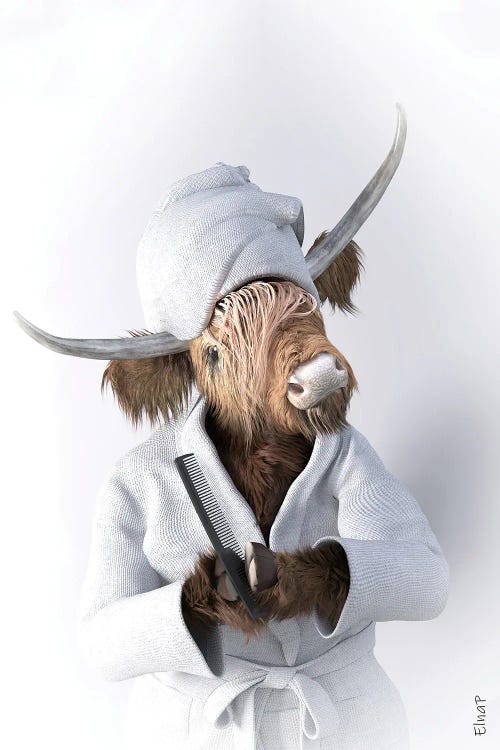 Highland Cow Bathroom Print by Jauffrey Philippe wall art