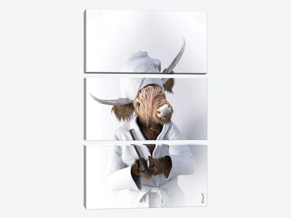 Highland Cow Bathroom Print by Jauffrey Philippe 3-piece Art Print
