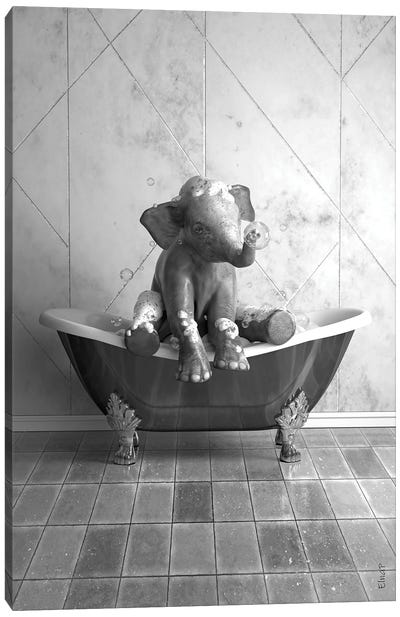 Elephant Bathroom Print, Elephant Funny Poster Canvas Art Print - Jauffrey Philippe