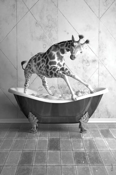 Giraffe In Tub by Jauffrey Philippe multi panel art