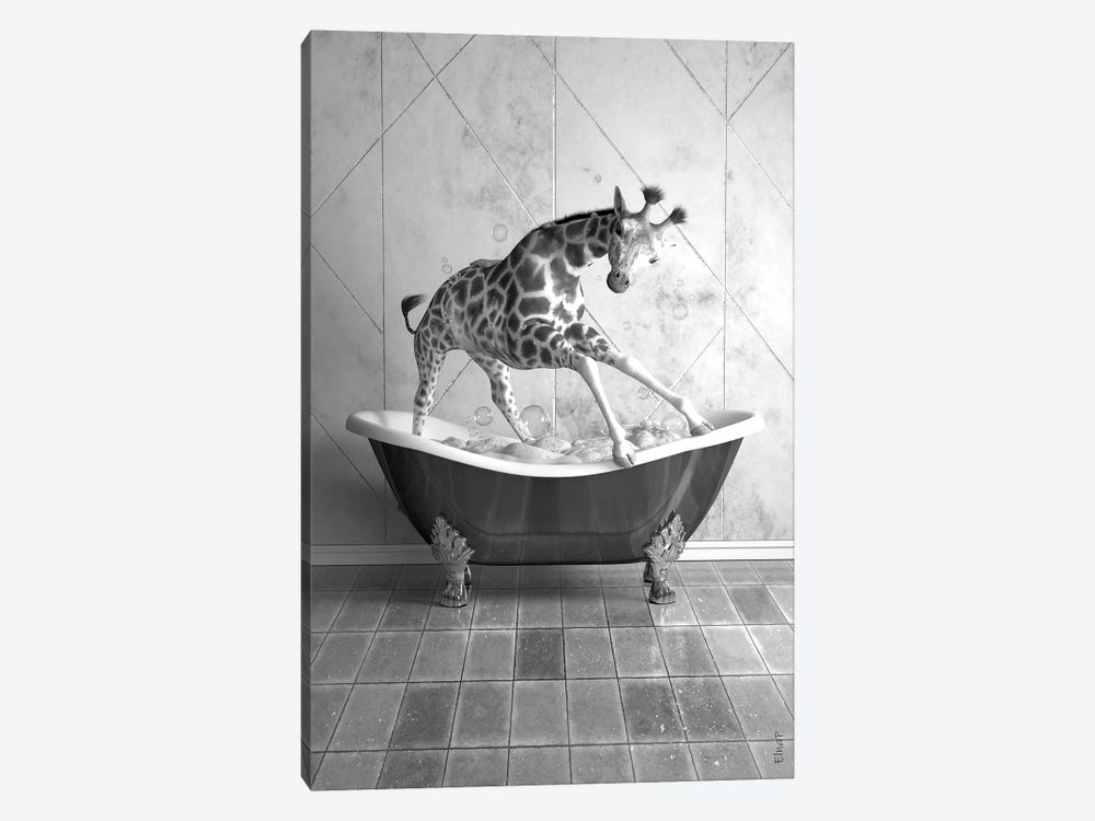 Giraffe In Tub by Jauffrey Philippe 1-piece Canvas Print