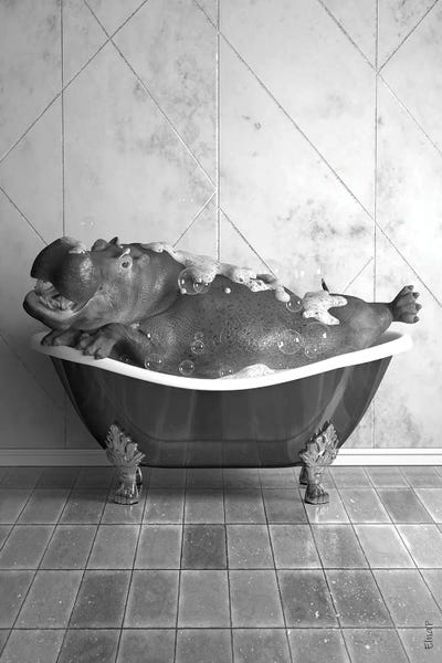 Hippopotamus In Tub by Jauffrey Philippe multi panel art