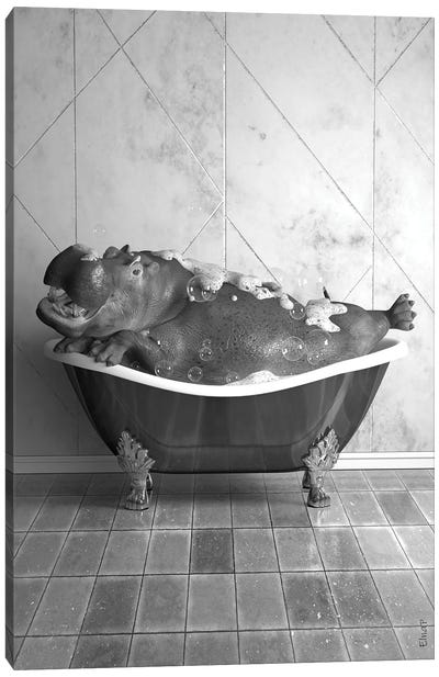 Hippopotamus In Tub Canvas Art Print - Jauffrey Philippe