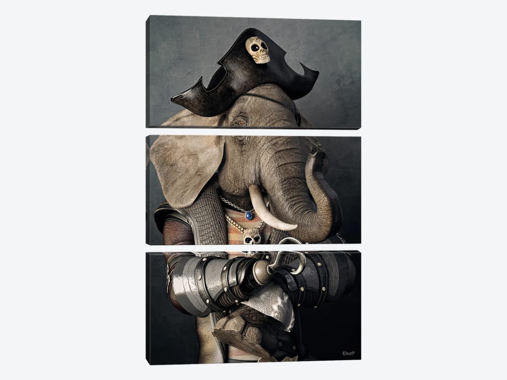 Vintage Renaissance Elephant Portrait by Jauffrey Philippe 3-piece Art Print