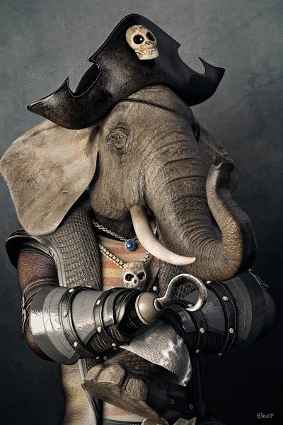 Elephants: Vintage Renaissance Elephant Portrait by Jauffrey Philippe