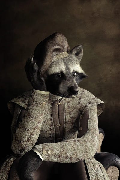 Vintage Renaissance Racoon Portrait by Jauffrey Philippe canvas print