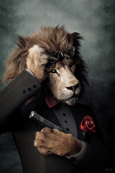 Weapons & Artillery: Vintage Renaissance Lion Portrait by Jauffrey Philippe