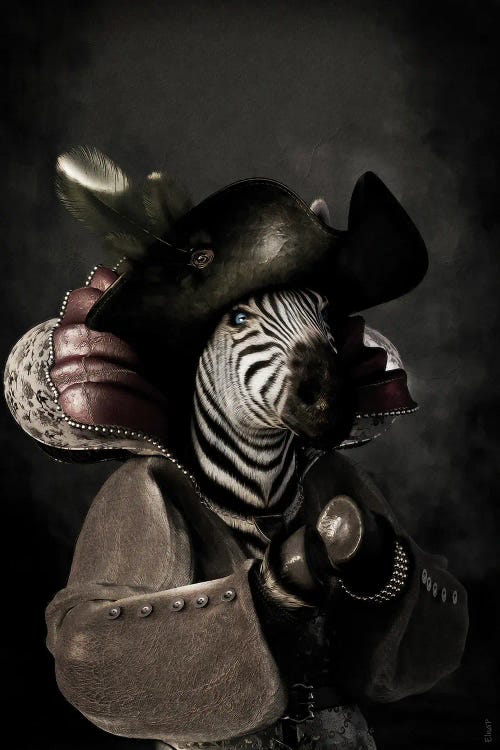 Vintage Renaissance Zebra Portrait