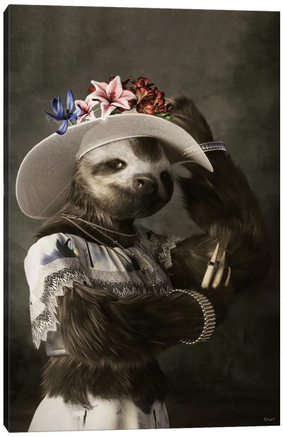 Vintage Renaissance Sloth Portrait Canvas Art Print - Jauffrey Philippe