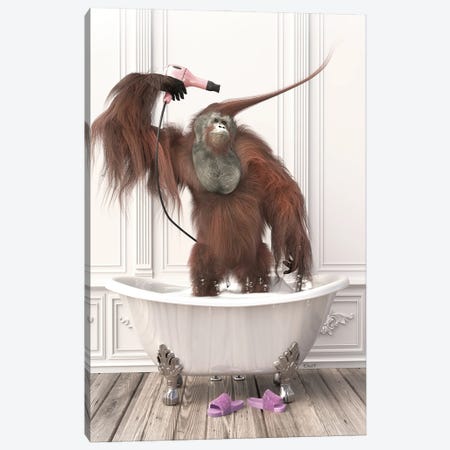 Orangutans In The Bath Canvas Print #JFY12} by Jauffrey Philippe Canvas Art