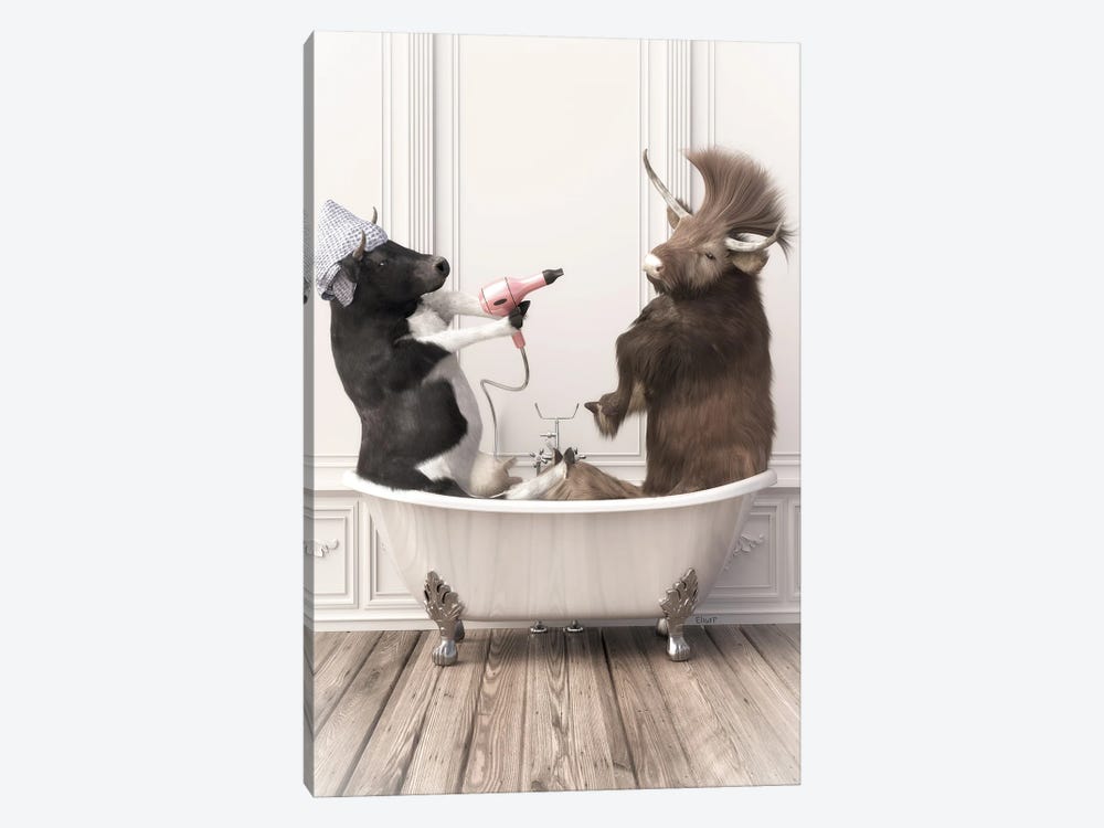 Cows In The Bath by Jauffrey Philippe 1-piece Canvas Wall Art