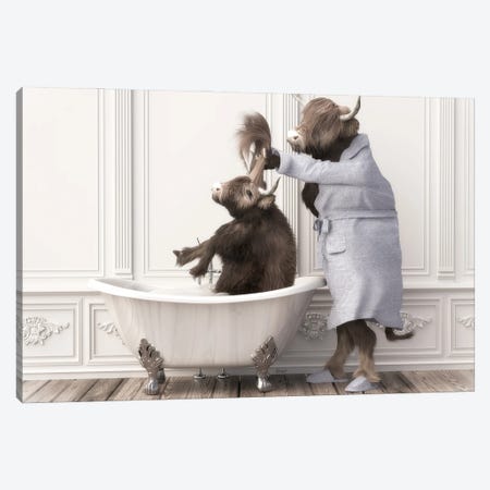 Cow In The Bathroom Canvas Print #JFY14} by Jauffrey Philippe Canvas Print
