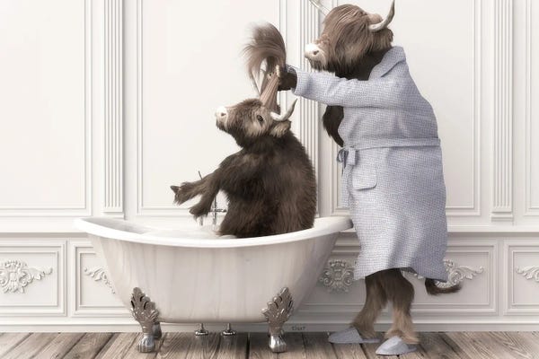 Bathroom Humor: Cow In The Bathroom by Jauffrey Philippe