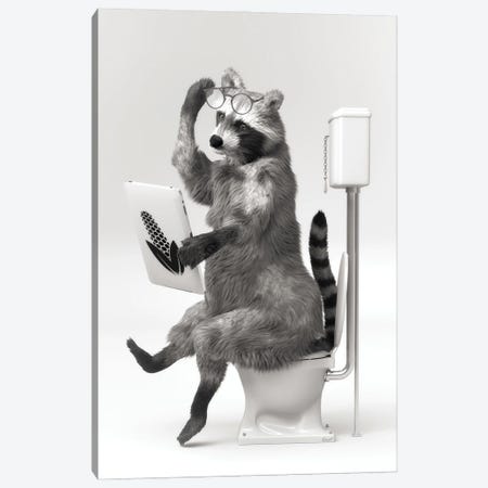 Raccoon In The Toilet Canvas Print #JFY21} by Jauffrey Philippe Art Print