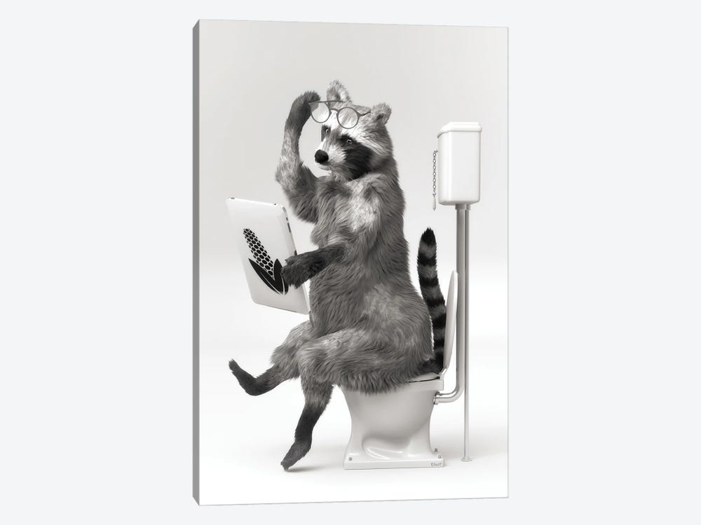 Raccoon In The Toilet by Jauffrey Philippe 1-piece Art Print