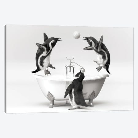Penguin In The Bath That Plays Canvas Print #JFY24} by Jauffrey Philippe Canvas Wall Art