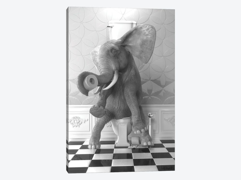 Elephant On The Toilet by Jauffrey Philippe 1-piece Art Print