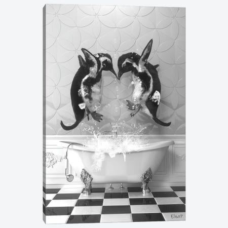 Penguins In The Bath Canvas Print #JFY31} by Jauffrey Philippe Canvas Artwork
