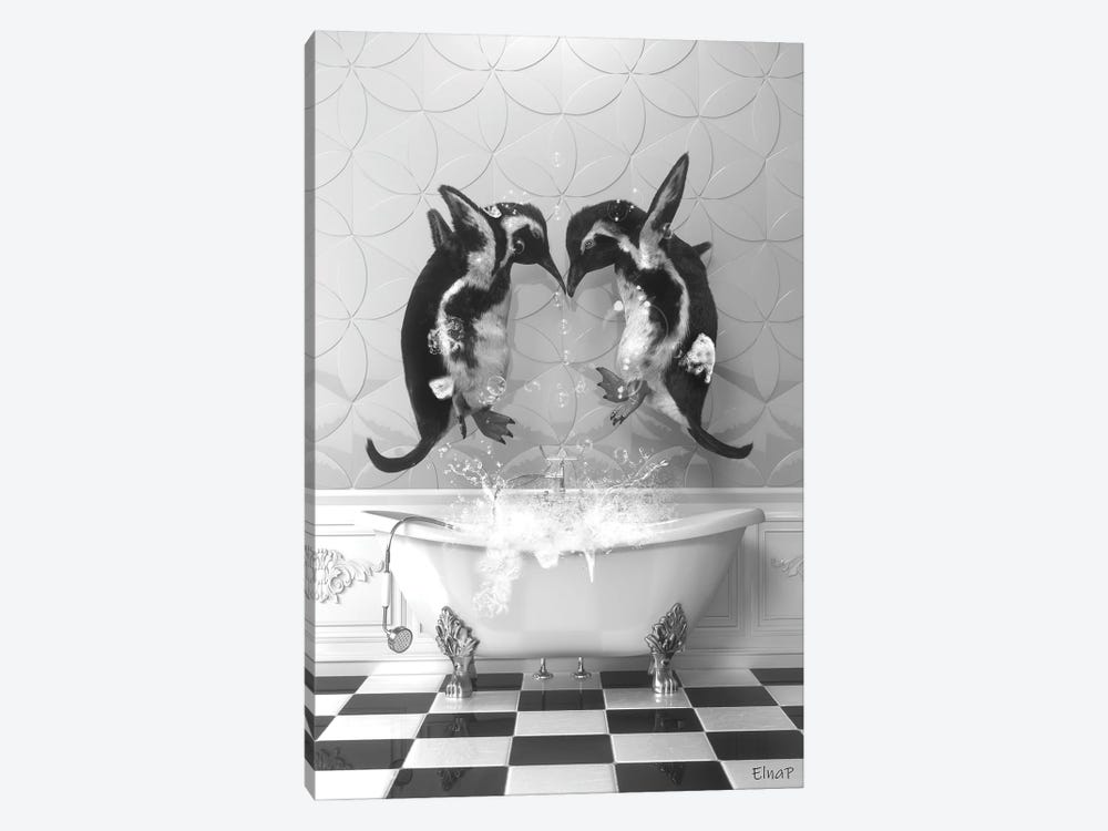 Penguins In The Bath by Jauffrey Philippe 1-piece Canvas Wall Art