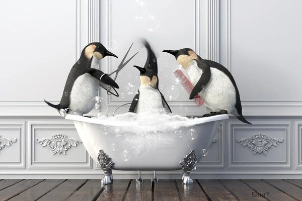 Penguins: Penguins In The Bath Haircute by Jauffrey Philippe