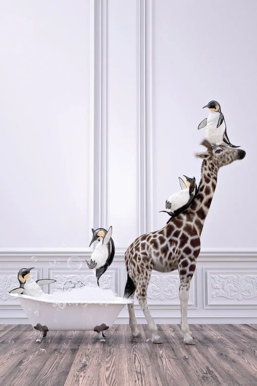 Penguin And Giraffe In The Bathroom