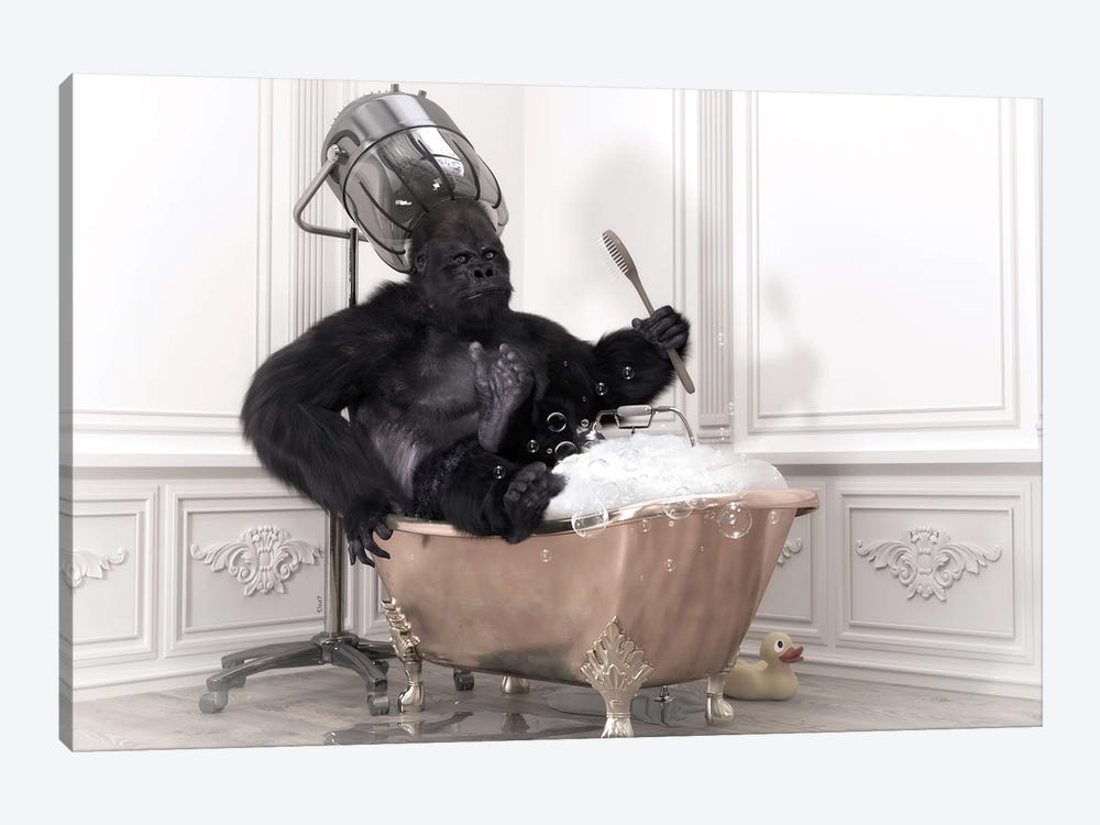 Gorilla In A Bathtub by Jauffrey Philippe 1-piece Canvas Art Print
