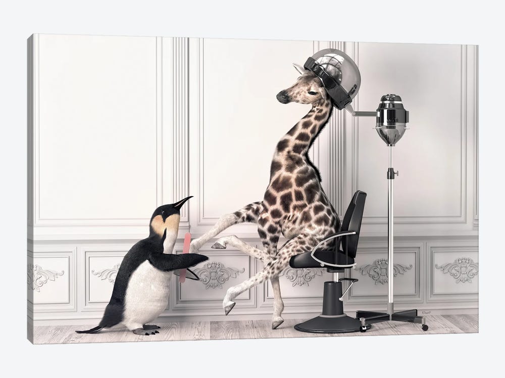 Penguin Files The Nails Of A Giraffe In The Bathroom by Jauffrey Philippe 1-piece Art Print
